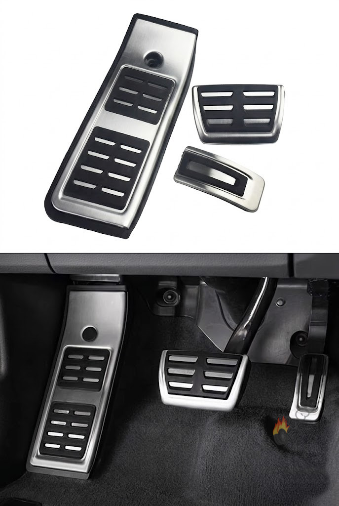 Audi A4 B9 A5 F5 2016-2023 Uyumlu Geçme Otomatik Pedal Seti 3 Parça Siyah Krom