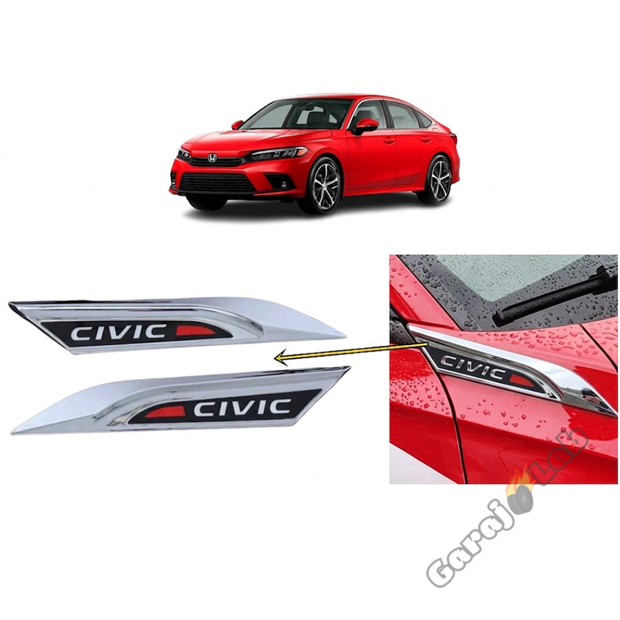 Honda Civic FE1 2022 ve Sonrası Uyumlu Çamurluk Üstü Ventil Dekoru Seti Krom
