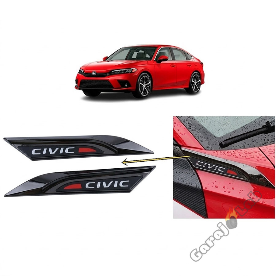 Honda Civic FE1 2022 ve Sonrası Uyumlu Çamurluk Üstü Ventil Dekoru Seti Parlak Siyah