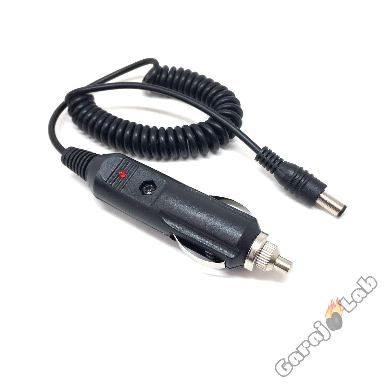 Spiral Kablolu Sigortalı Oto Çakmak Fişi Adaptörü 5.5x2.5mm Uçlu 2A 1.3m