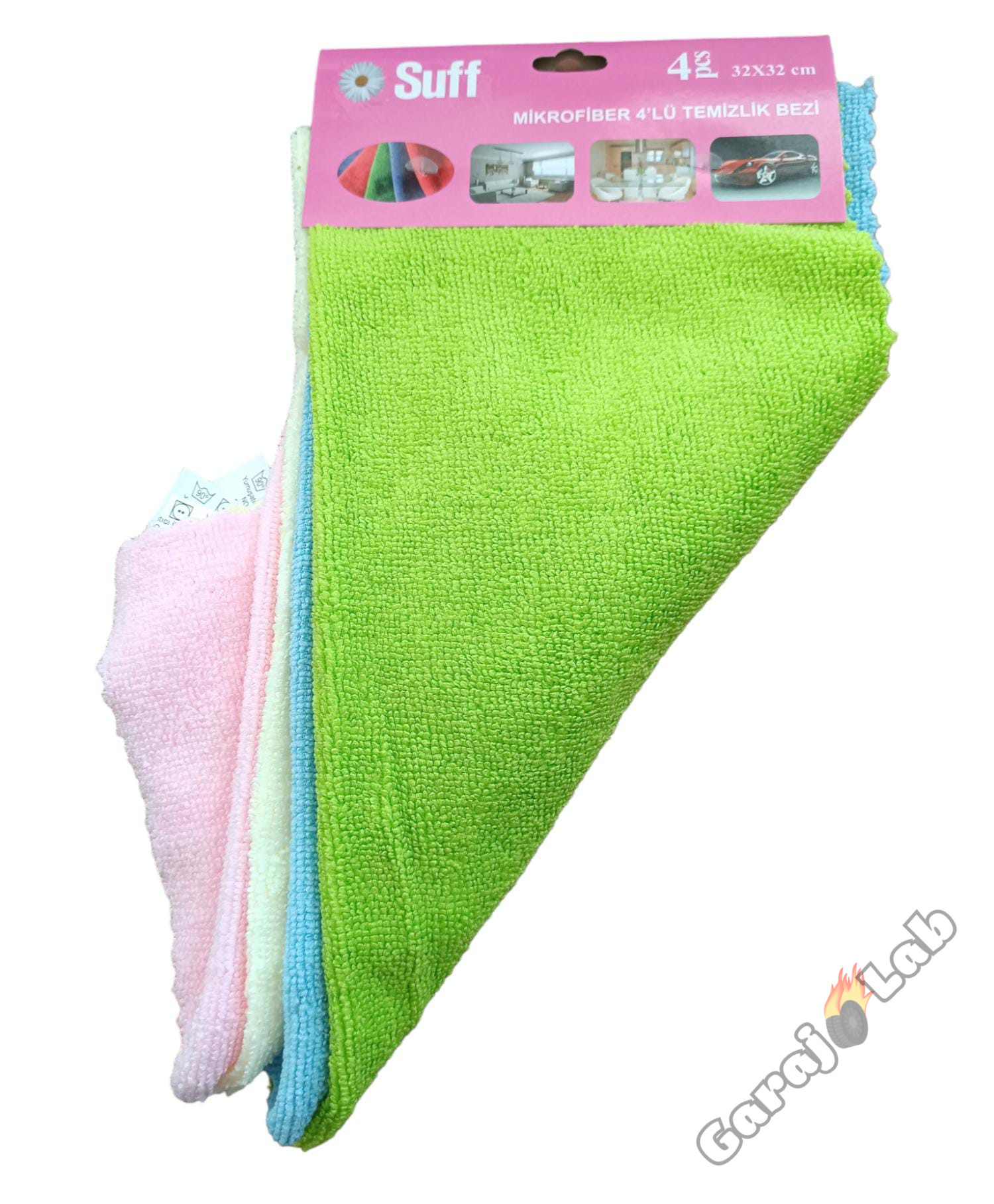 Suff Mikrofiber Oto Temizlik Bezi Havlu 4'lü 32x32cm