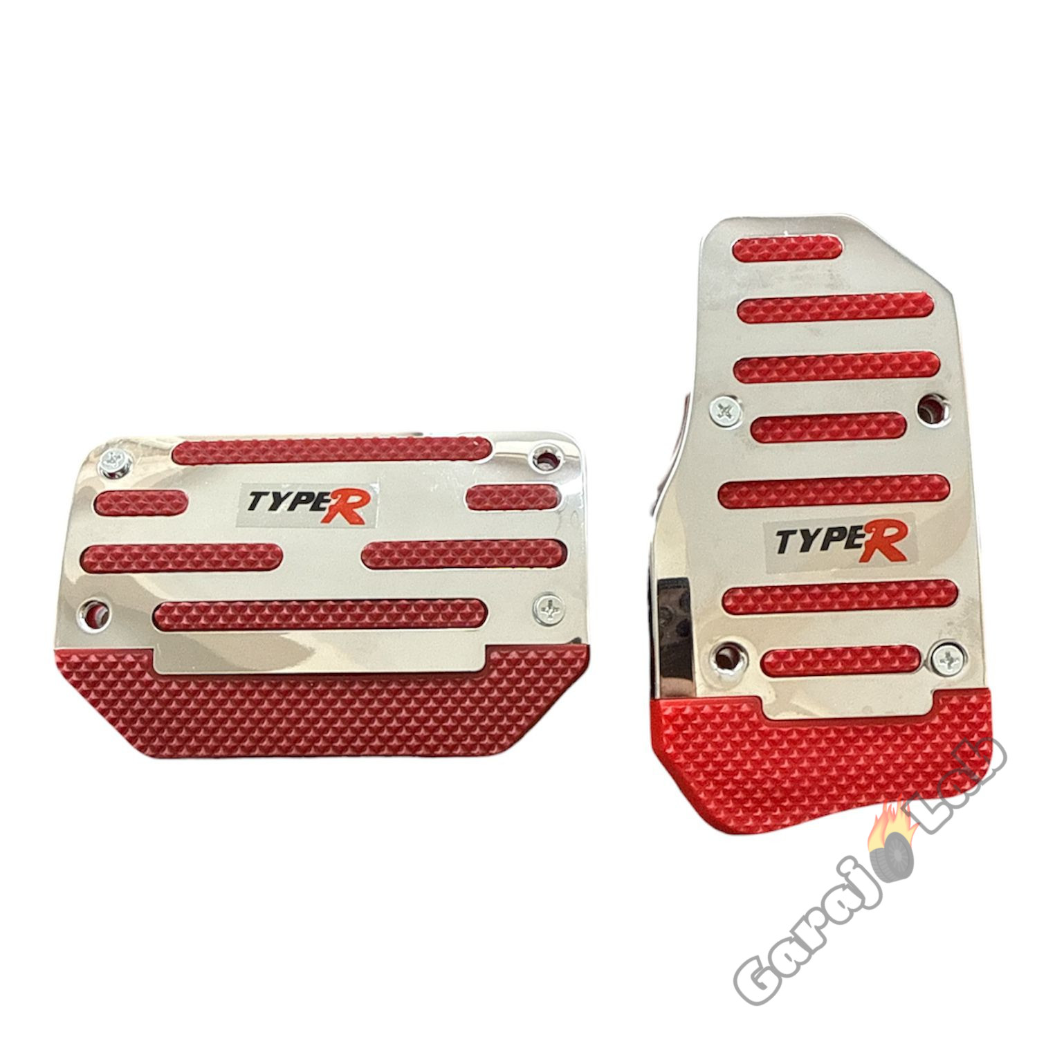 Universal Otomatik Metal Pedal Seti 2 Parça Krom Kırmızı