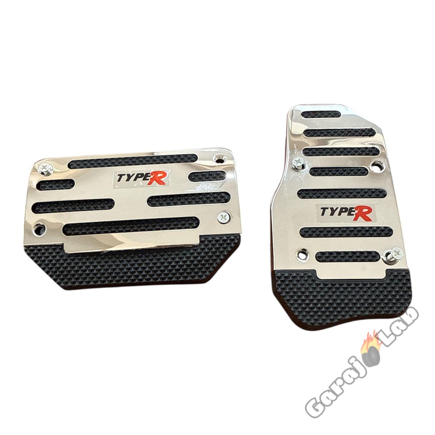 Universal Otomatik Metal Pedal Seti 2 Parça Krom Siyah